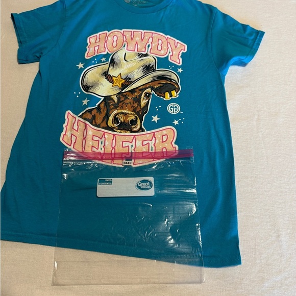 Howdy Heifer Kids Blue T-Shirt Size Small - Picture 2 of 4
